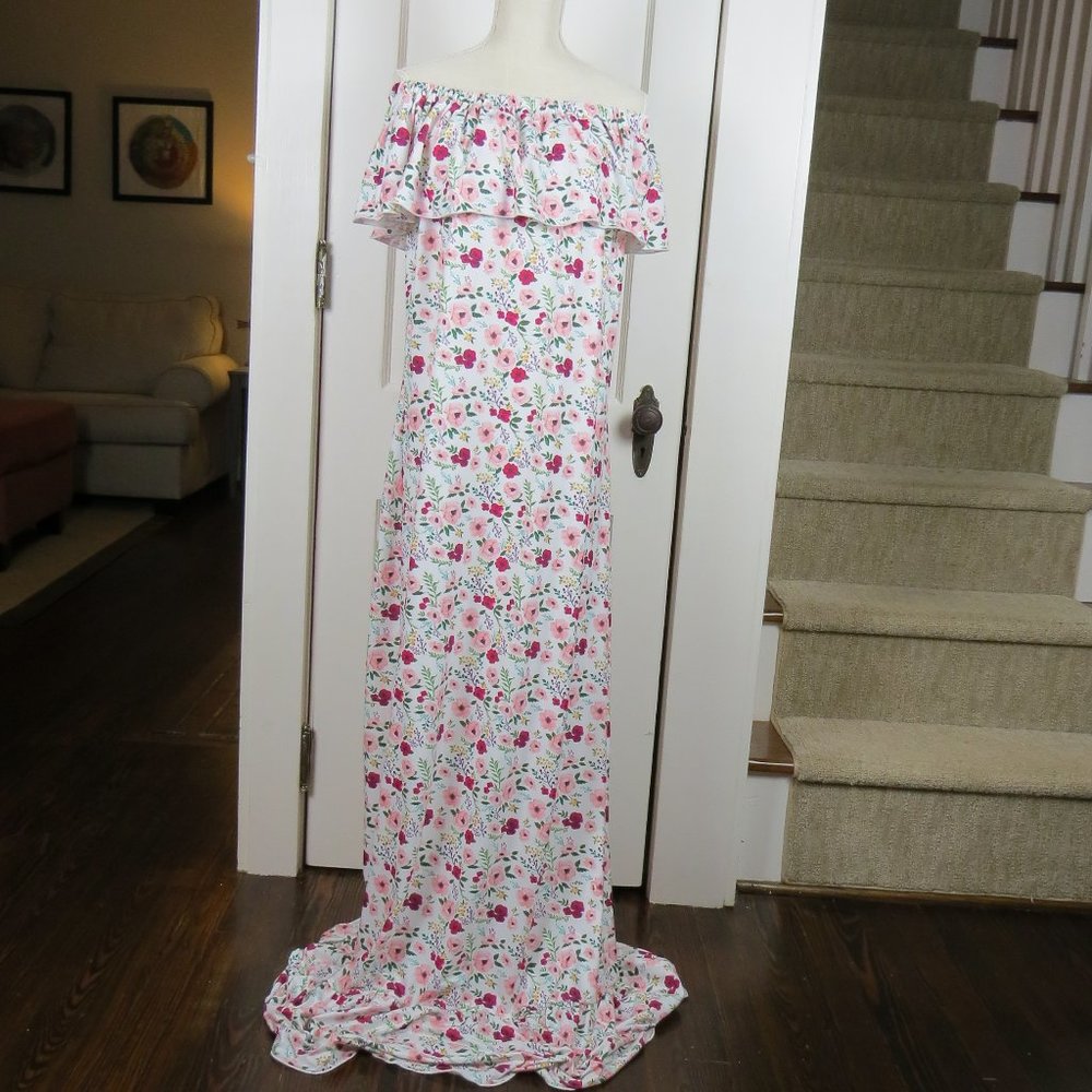NEW / NWT Busy Bees Smocks Maxi Dress - XL - Off Shoulder - Floral
